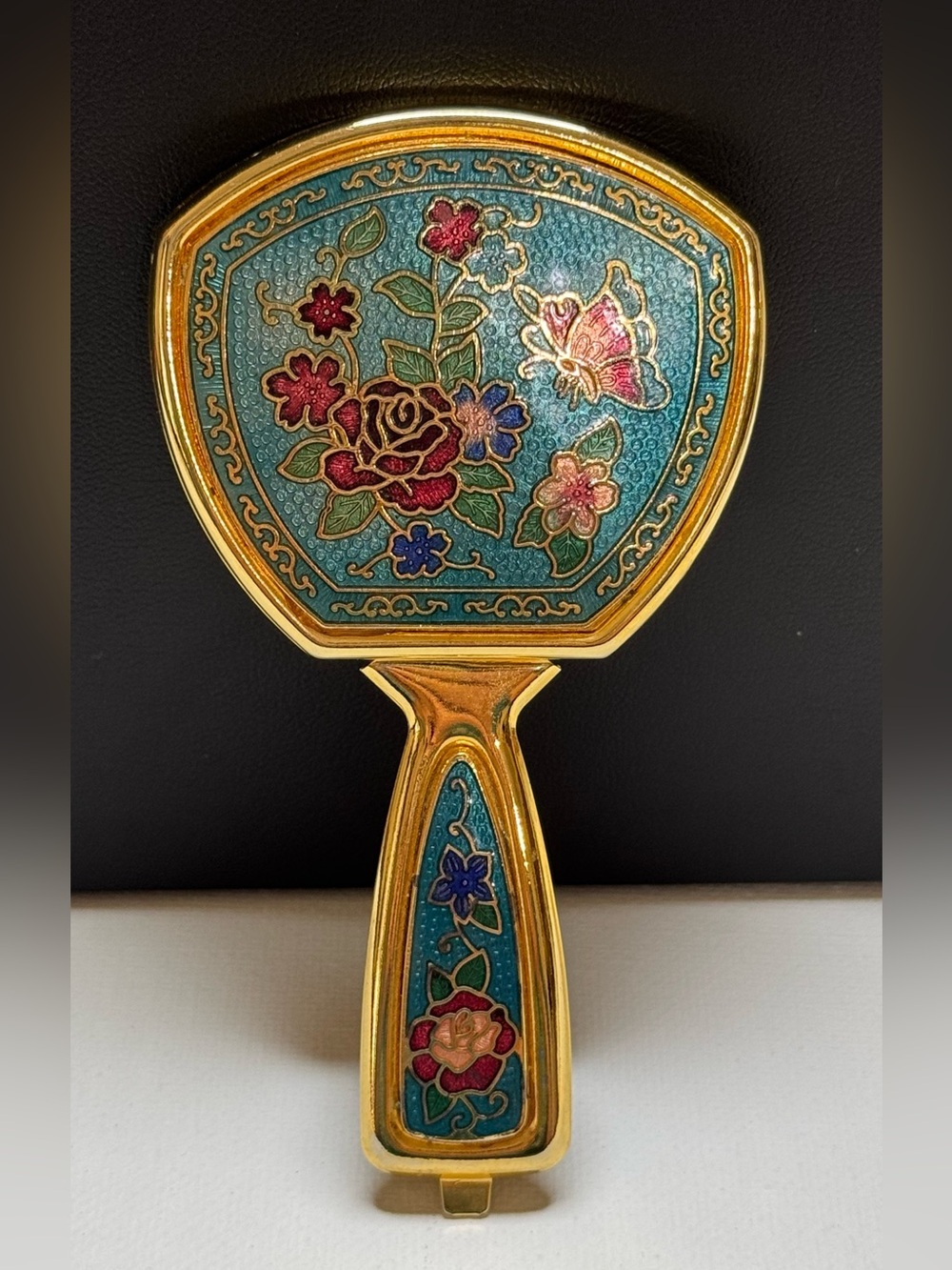 Cloisonné Folding Pocket Hand Mirror